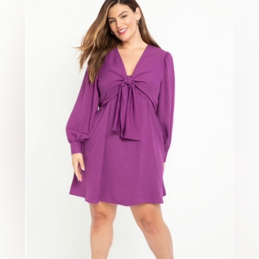 ELOQUII elements purple bow detail dress size 22